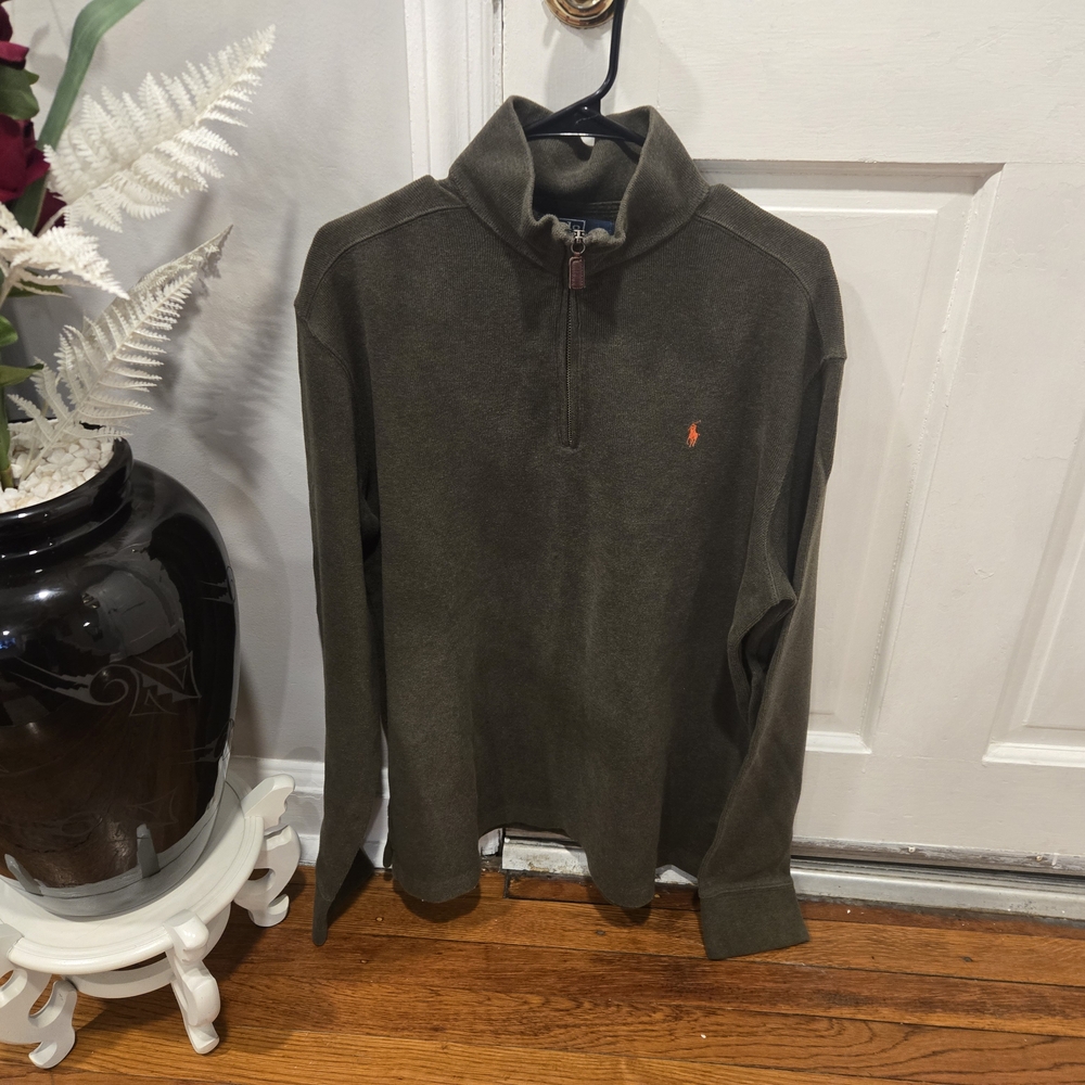 Polo by Ralph Lauren Men's Olive Zip-Up Sweater
